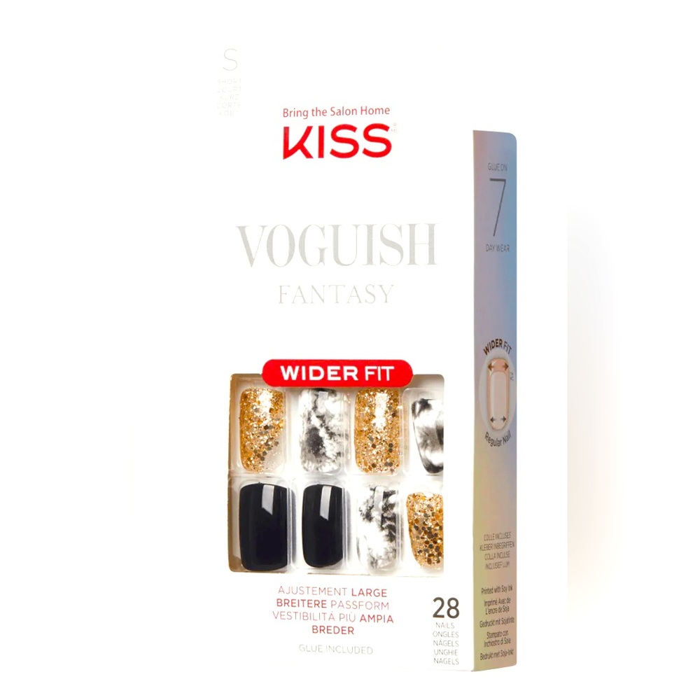 KISS VOGUISH FANTASY - Denim Shorts Press On Short Nails Wider Fit - NEW IN BOX